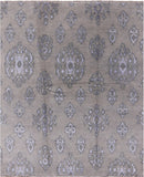 Grey Turkish Oushak Hand Knotted Wool & Silk Rug - 8' 0" X 9' 10" - Golden Nile
