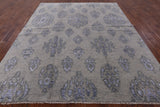 Grey Turkish Oushak Hand Knotted Wool & Silk Rug - 8' 0" X 9' 10" - Golden Nile