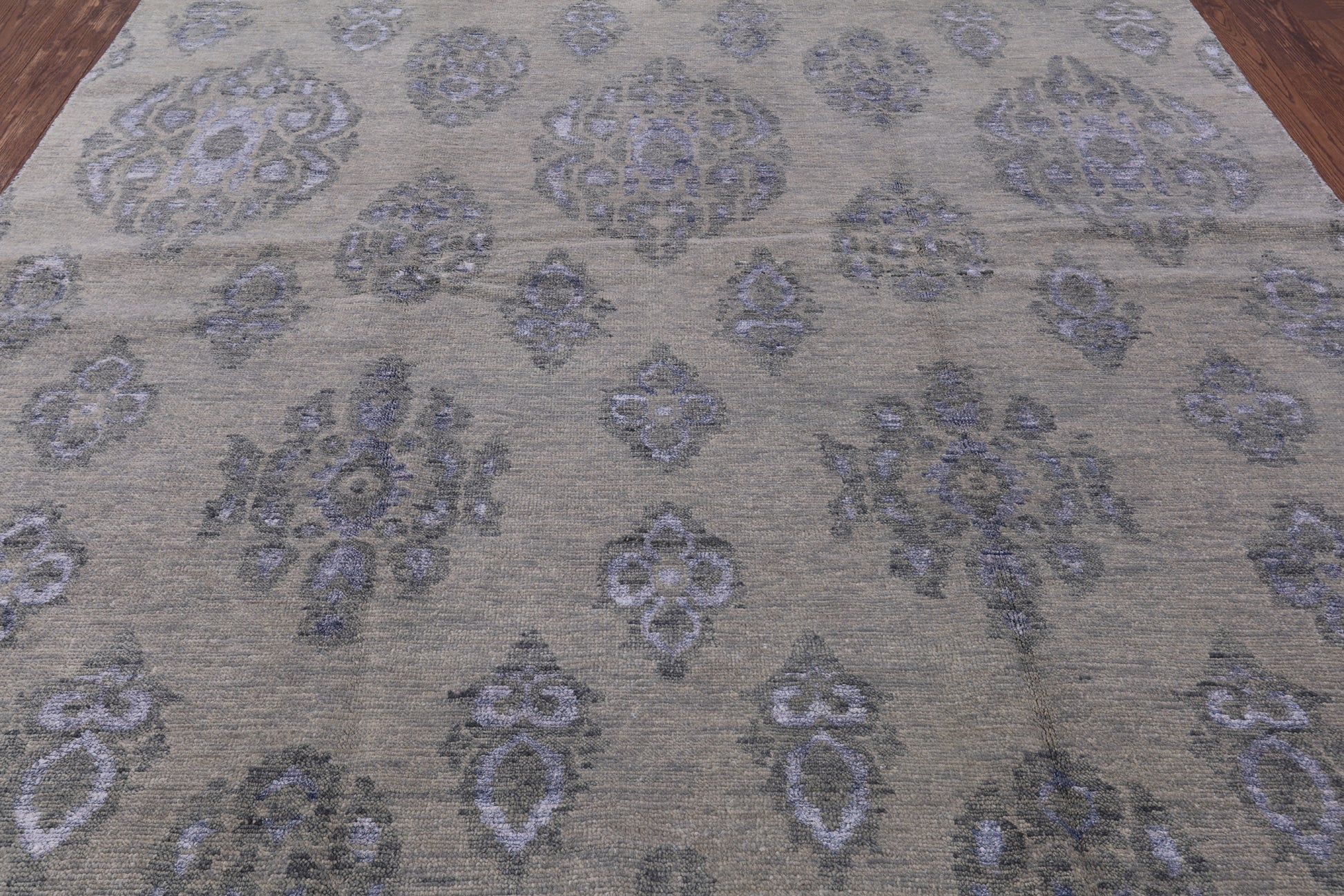 Grey Turkish Oushak Hand Knotted Wool & Silk Rug - 8' 0" X 9' 10" - Golden Nile