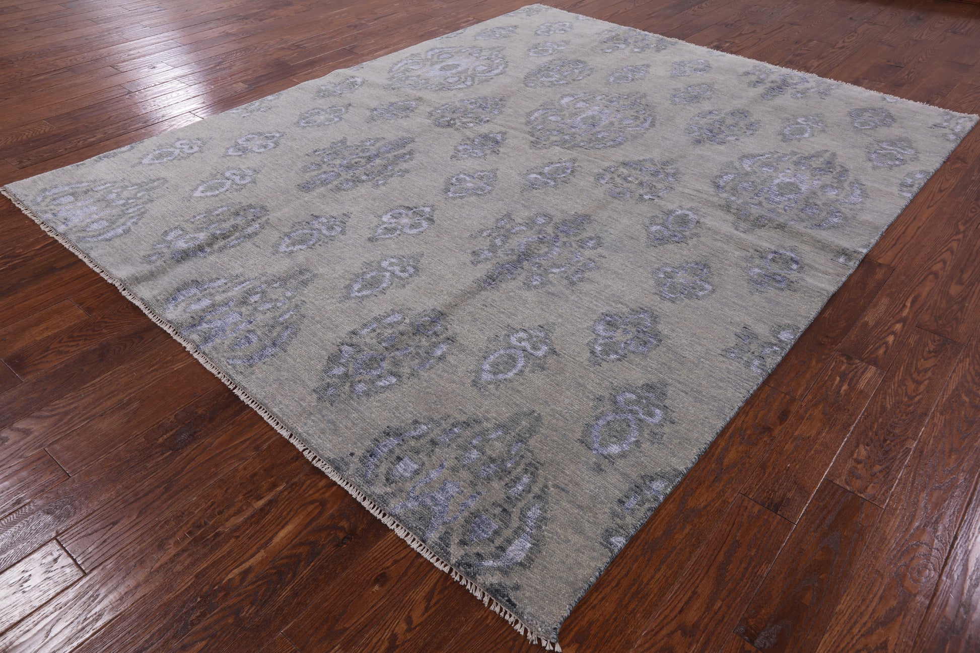 Grey Turkish Oushak Hand Knotted Wool & Silk Rug - 8' 0" X 9' 10" - Golden Nile