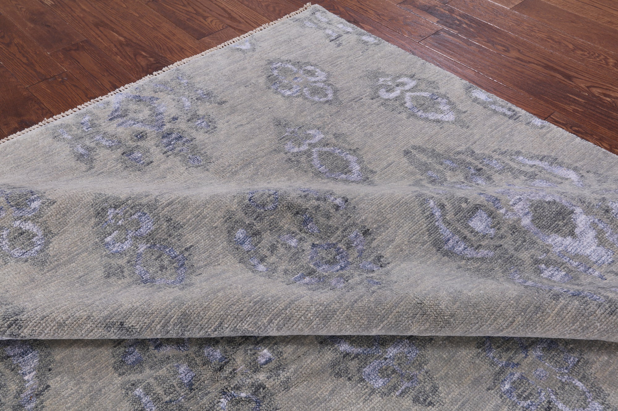 Grey Turkish Oushak Hand Knotted Wool & Silk Rug - 8' 0" X 9' 10" - Golden Nile