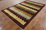 Multicolor Persian Gabbeh Lori Buft Hand Knotted Area Rug 6 X 9 - Golden Nile