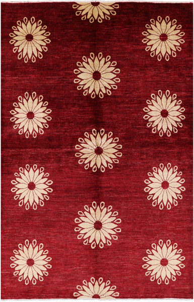 Persian Gabbeh Handmade Wool Area Rug - 6' 0" X 9' 2" - Golden Nile