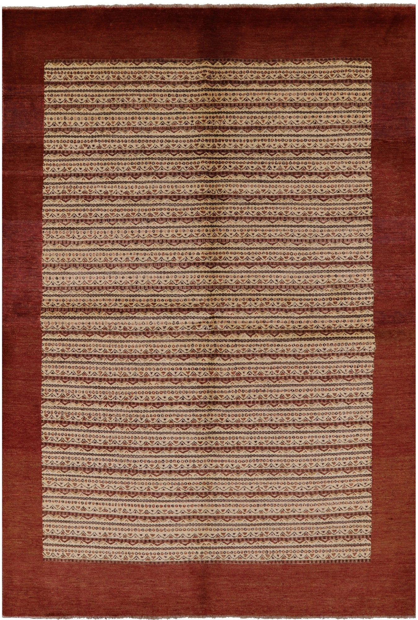 Tribal Persian Gabbeh Hand Knotted Wool Rug - 6' 7" X 9' 8" - Golden Nile