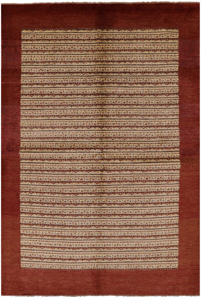 Tribal Persian Gabbeh Hand Knotted Wool Rug - 6' 7" X 9' 8" - Golden Nile