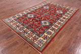 Kazak Hand Knotted Wool Area Rug - 5' 9" X 8' 10" - Golden Nile