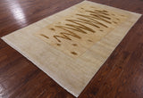 Ivory Persian Gabbeh Handmade Wool Rug - 6' 1" X 9' 7" - Golden Nile