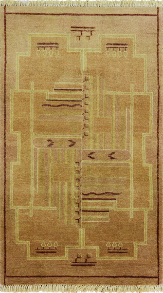Navajo Design Gabbeh Wool Area Rug 3 X 5 - Golden Nile