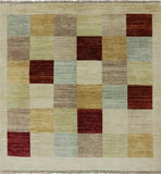 Multicolor Square Gabbeh Hand Knotted Wool Area Rug 5 X 5 - Golden Nile