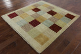 Multicolor Square Gabbeh Hand Knotted Wool Area Rug 5 X 5 - Golden Nile