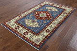 Blue Super Kazak Wool Area Rug 4 X 6 - Golden Nile