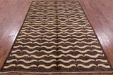 Brown Tribal Gabbeh Hand Knotted Wool Rug - 5' 6" X 8' 4" - Golden Nile