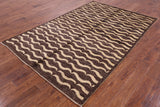 Brown Tribal Gabbeh Hand Knotted Wool Rug - 5' 6" X 8' 4" - Golden Nile