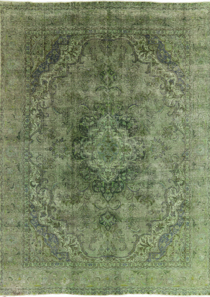 Floral Oriental Green Overdyed Rug 9 X 13 - Golden Nile