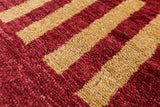 Red Tribal Gabbeh Hand Knotted Wool Area Rug - 4' 2" X 6' 3" - Golden Nile