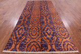 Purple Ikat Hand Knotted Wool Area Rug - 6' 1" X 12' 1" - Golden Nile