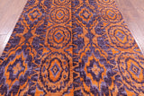 Purple Ikat Hand Knotted Wool Area Rug - 6' 1" X 12' 1" - Golden Nile