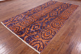 Purple Ikat Hand Knotted Wool Area Rug - 6' 1" X 12' 1" - Golden Nile