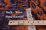 Purple Ikat Hand Knotted Wool Area Rug - 6' 1" X 12' 1" - Golden Nile