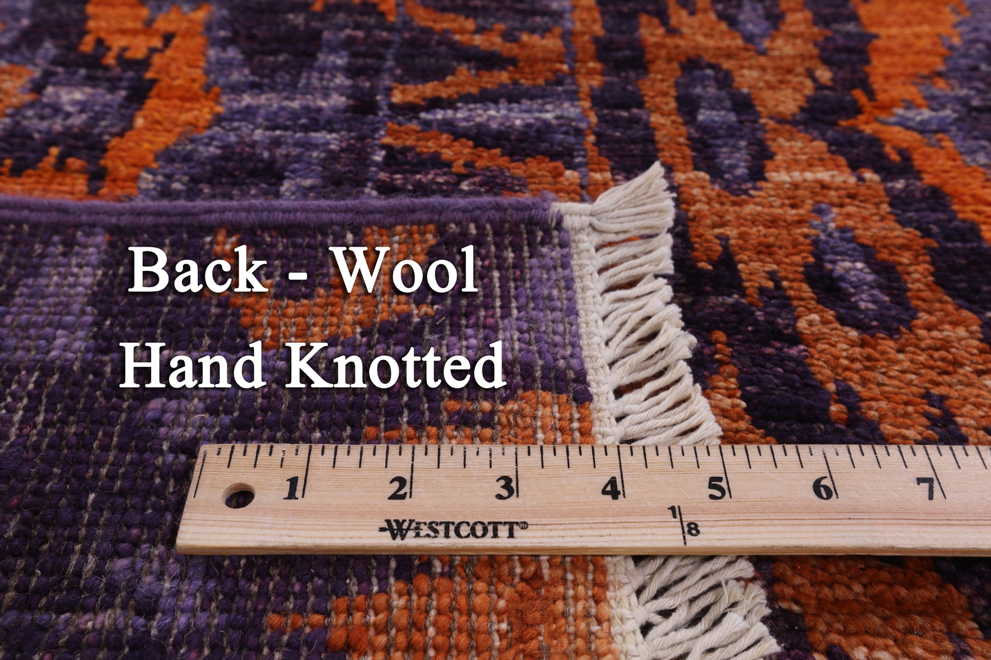 Purple Ikat Hand Knotted Wool Area Rug - 6' 1" X 12' 1" - Golden Nile
