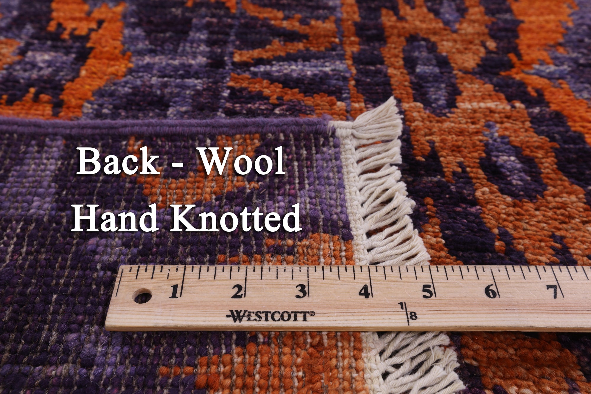 Purple Ikat Hand Knotted Wool Area Rug - 6' 1" X 12' 1" - Golden Nile