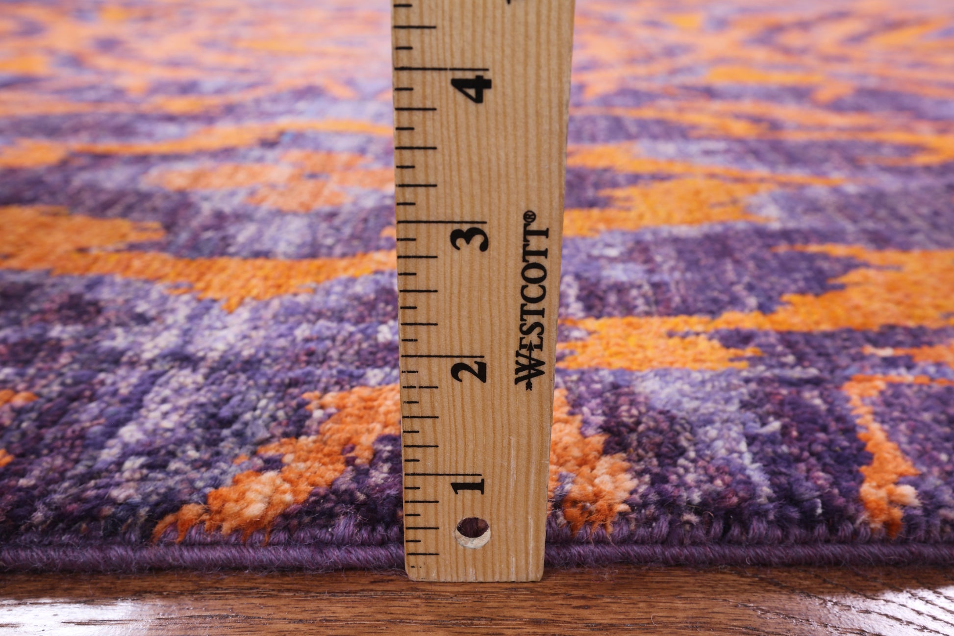 Purple Ikat Hand Knotted Wool Area Rug - 6' 1" X 12' 1" - Golden Nile