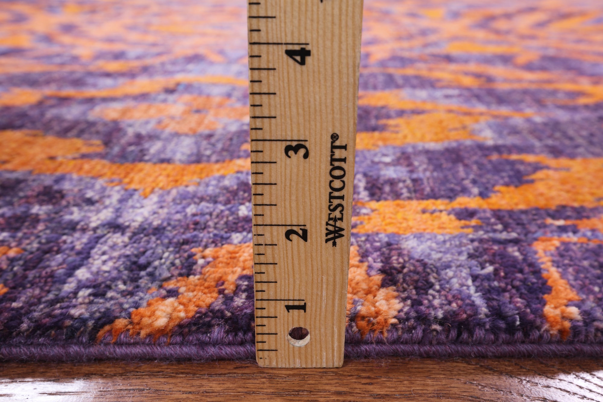 Purple Ikat Hand Knotted Wool Area Rug - 6' 1" X 12' 1" - Golden Nile