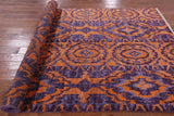 Purple Ikat Hand Knotted Wool Area Rug - 6' 1" X 12' 1" - Golden Nile