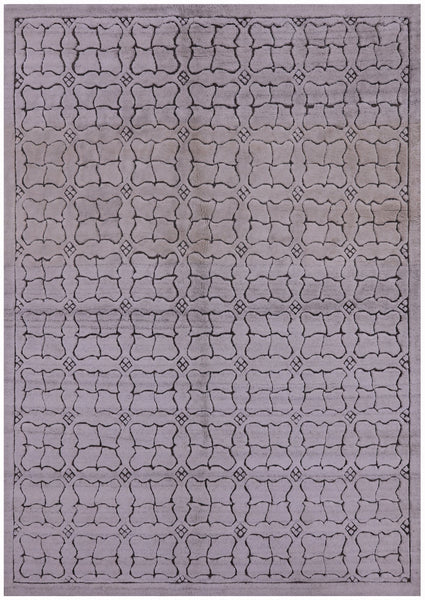 Ivory Tribal Moroccan Hand Knotted Wool Rug - 6' 1" X 8' 8" - Golden Nile