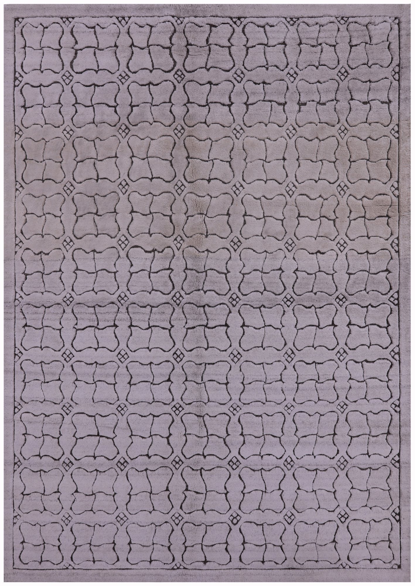 Ivory Tribal Moroccan Hand Knotted Wool Rug - 6' 1" X 8' 8" - Golden Nile