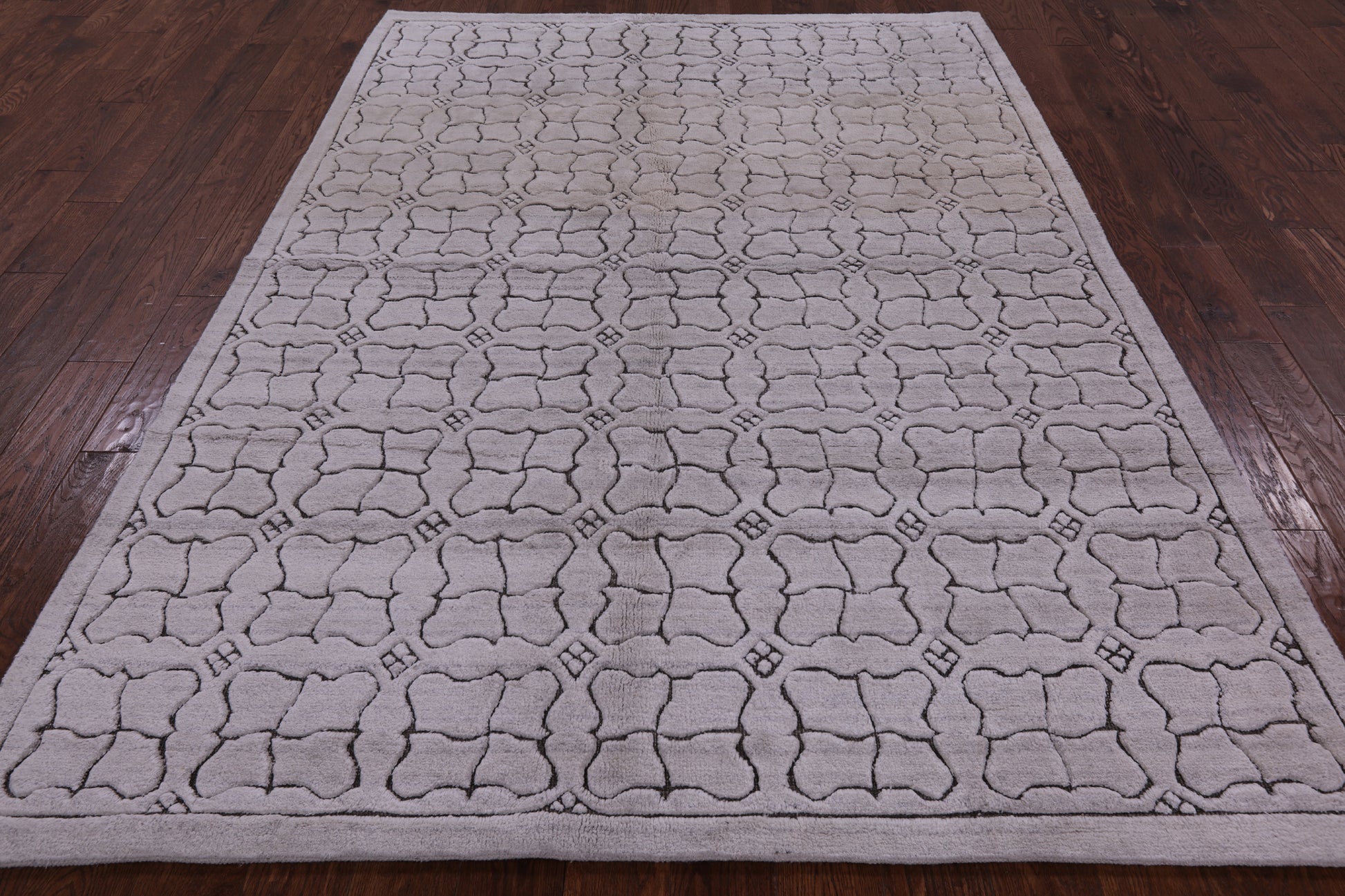 Ivory Tribal Moroccan Hand Knotted Wool Rug - 6' 1" X 8' 8" - Golden Nile