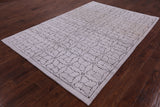 Ivory Tribal Moroccan Hand Knotted Wool Rug - 6' 1" X 8' 8" - Golden Nile