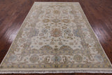 Ivory Turkish Oushak Hand Knotted Wool Rug - 5' 10" X 8' 10" - Golden Nile