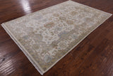 Ivory Turkish Oushak Hand Knotted Wool Rug - 5' 10" X 8' 10" - Golden Nile