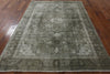 Green Overdyed Wool Area Rug 6 X 9 - Golden Nile