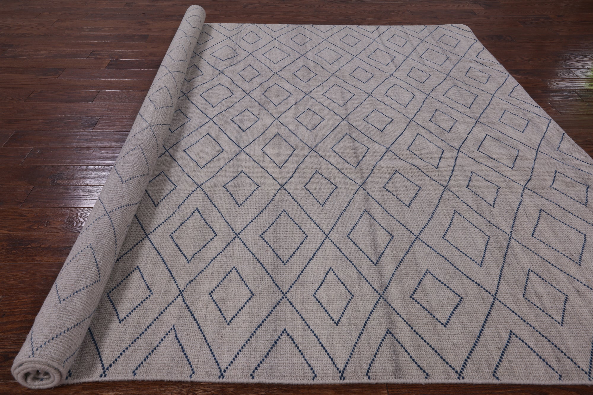 Ivory Moroccan Hand Knotted Wool Rug - 8' 4" X 10' 1" - Golden Nile