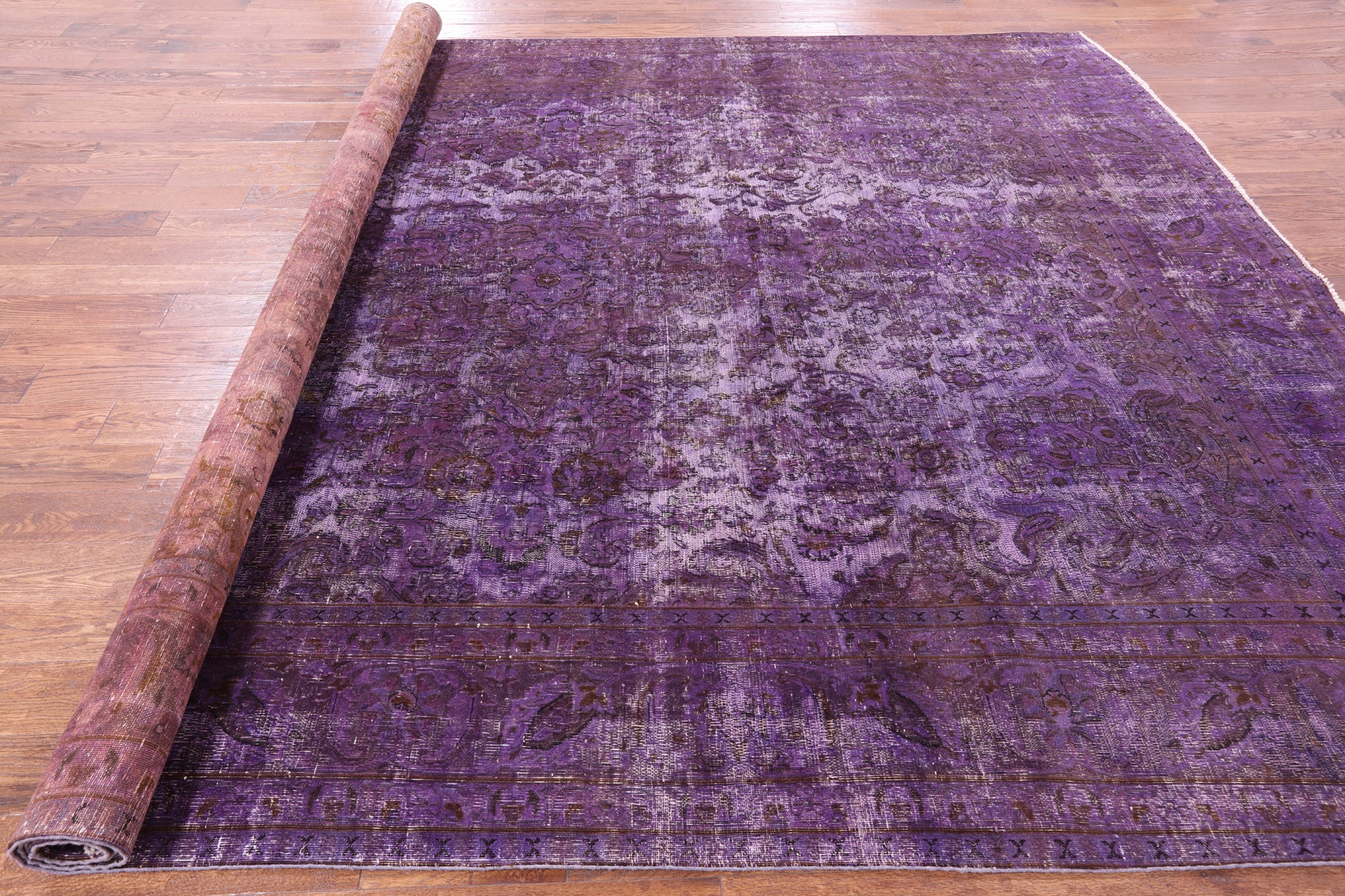 Purple Persian Overdyed Hand Knotted Wool Rug - 9' 7" X 12' 6" - Golden Nile