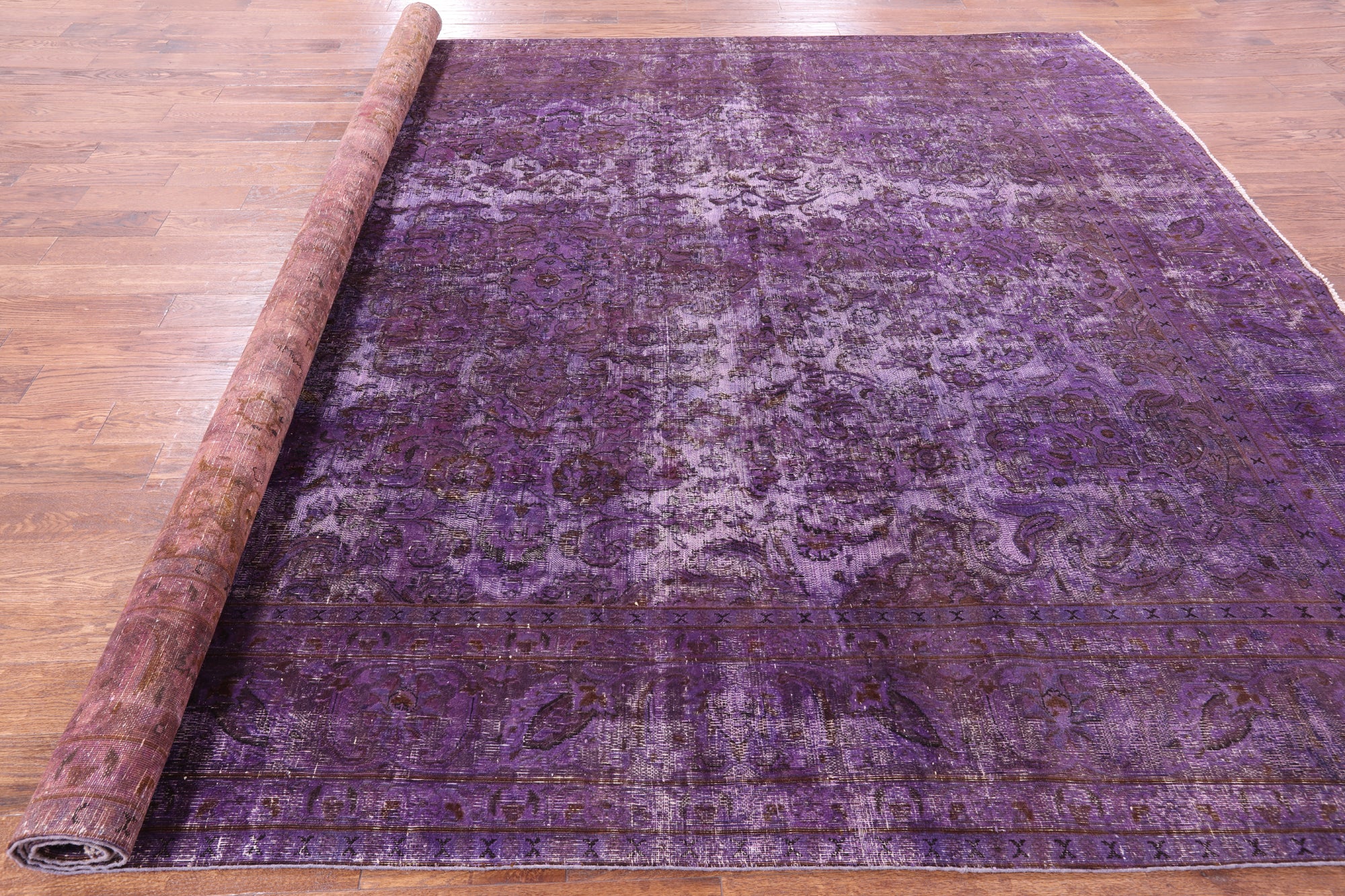 Purple Persian Overdyed Hand Knotted Wool Rug - 9' 7" X 12' 6" - Golden Nile