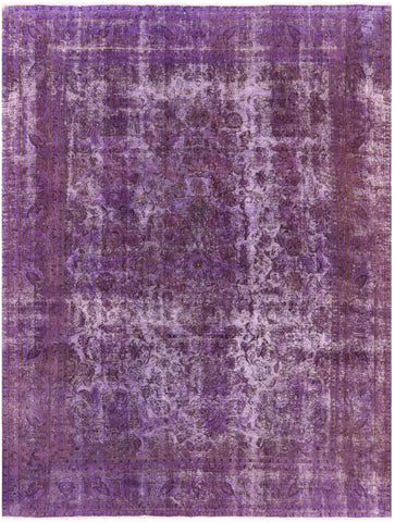 Purple Persian Overdyed Hand Knotted Wool Rug - 9' 7