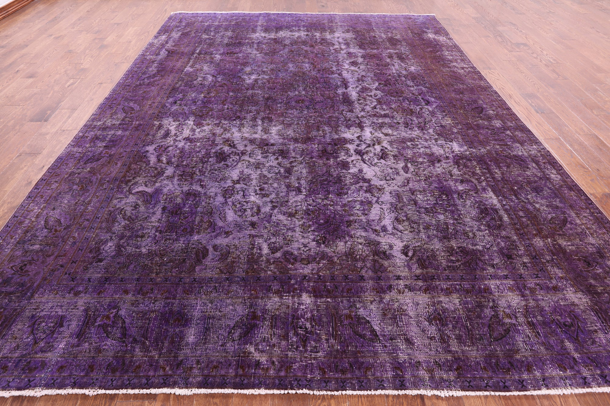 Purple Persian Overdyed Hand Knotted Wool Rug - 9' 7" X 12' 6" - Golden Nile