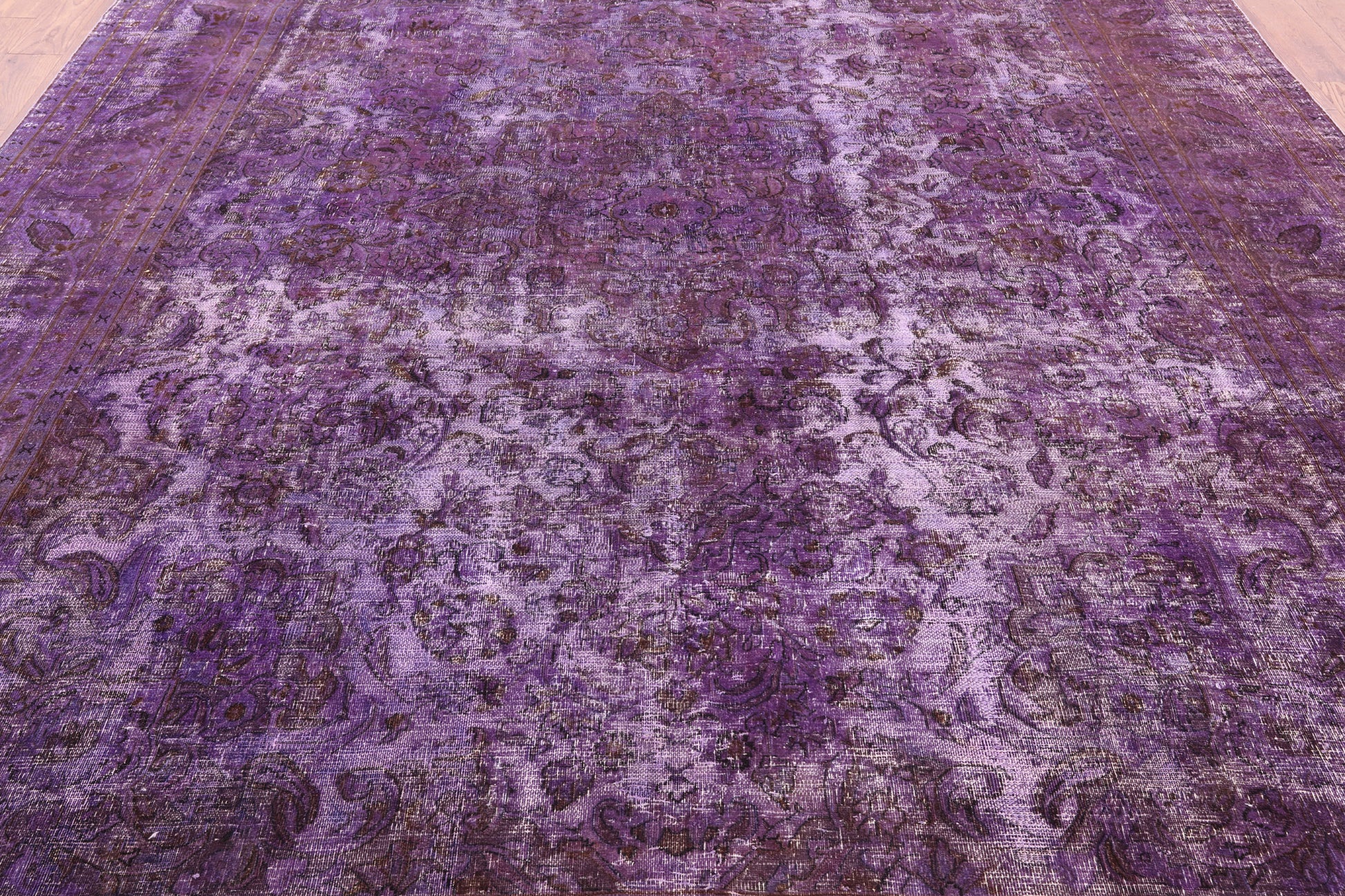 Purple Persian Overdyed Hand Knotted Wool Rug - 9' 7" X 12' 6" - Golden Nile