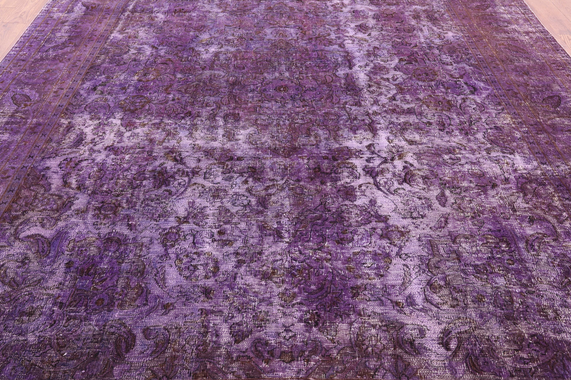 Purple Persian Overdyed Hand Knotted Wool Rug - 9' 7" X 12' 6" - Golden Nile