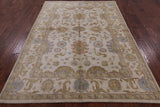 Ivory Turkish Oushak Hand Knotted Wool Rug - 6' 3" X 8' 10" - Golden Nile