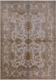 Ivory Turkish Oushak Hand Knotted Wool Rug - 6' 3" X 8' 10" - Golden Nile