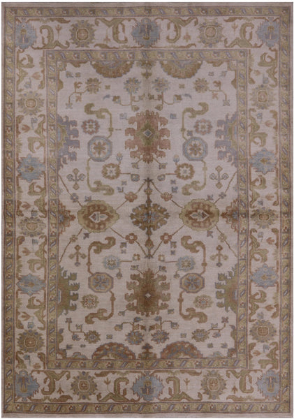 Ivory Turkish Oushak Hand Knotted Wool Rug - 6' 3" X 8' 10" - Golden Nile