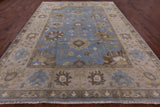 Blue Turkish Oushak Handmade Wool Rug - 9' 1" X 11' 10" - Golden Nile