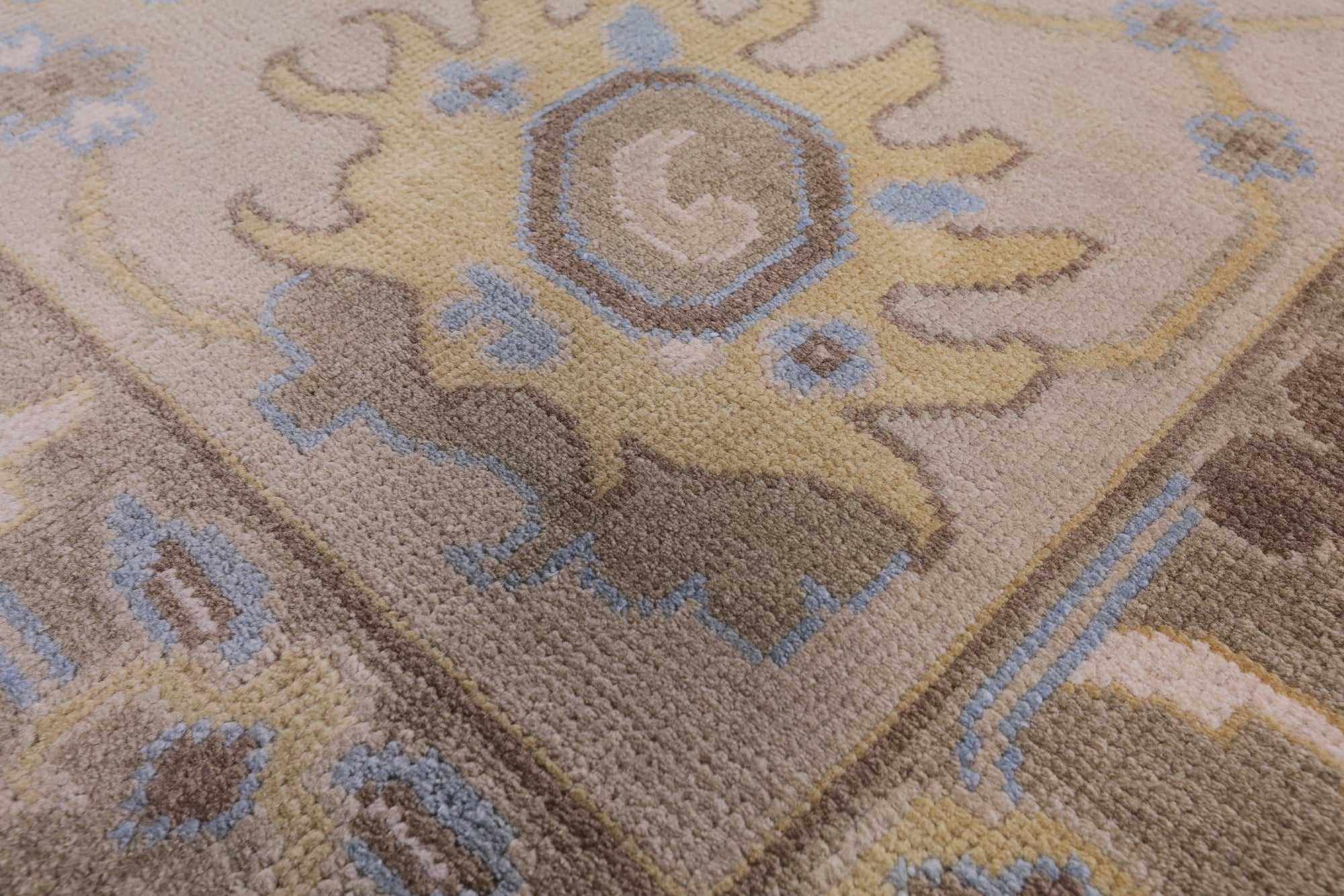Blue Turkish Oushak Handmade Wool Rug - 9' 1" X 11' 10" - Golden Nile