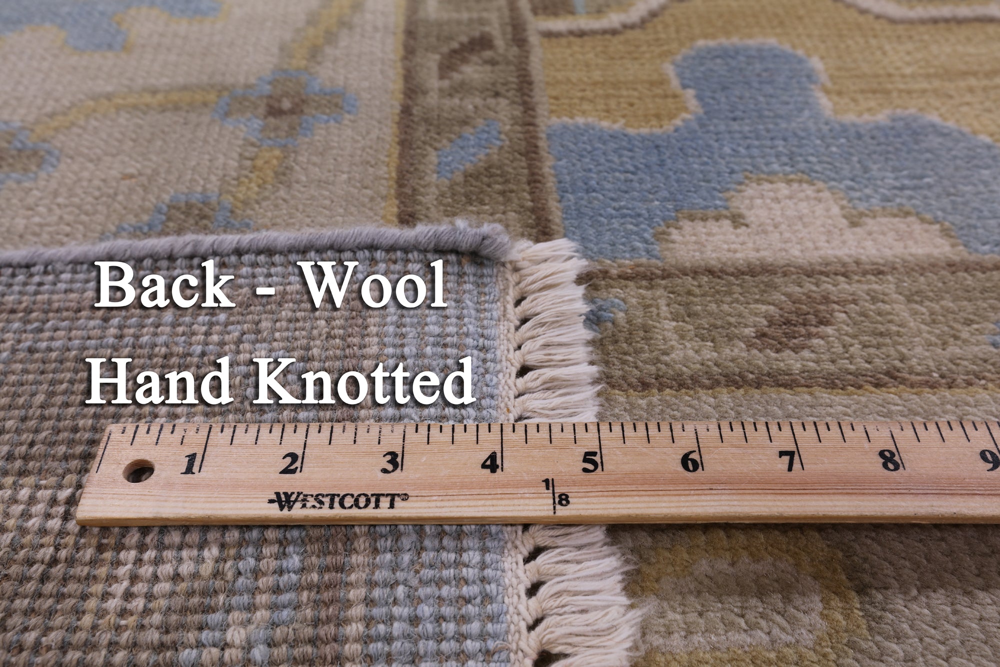 Blue Turkish Oushak Handmade Wool Rug - 9' 1" X 11' 10" - Golden Nile