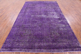 Purple Full Pile Overdyed Handmade Wool Area Rug - 7' 8" X 11' 6" - Golden Nile