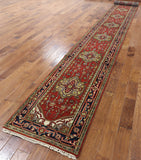 Rust Heriz Serapi Hand Knotted Wool Runner Rug - 2' 7" X 19' 8" - Golden Nile